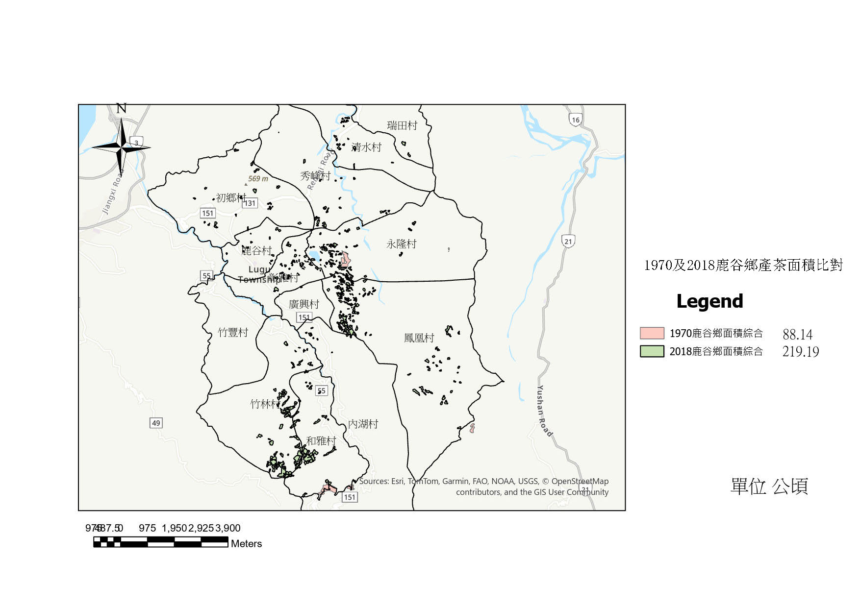 南投鹿谷產茶區分佈