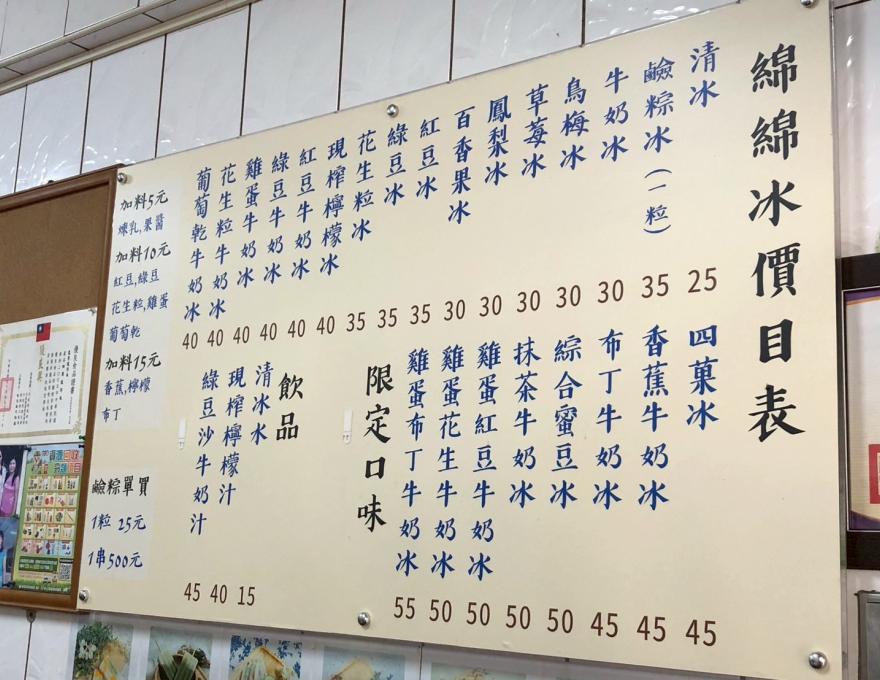 冰品價目表照片提供者：彰化海洋食研基地團隊