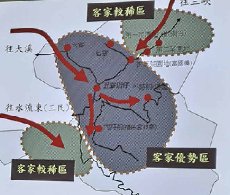 黃安邦墾號往內山地區開墾示意圖（圖片資料來源：廖倫光先生的演講PPT／下載日期：2024/7/31）