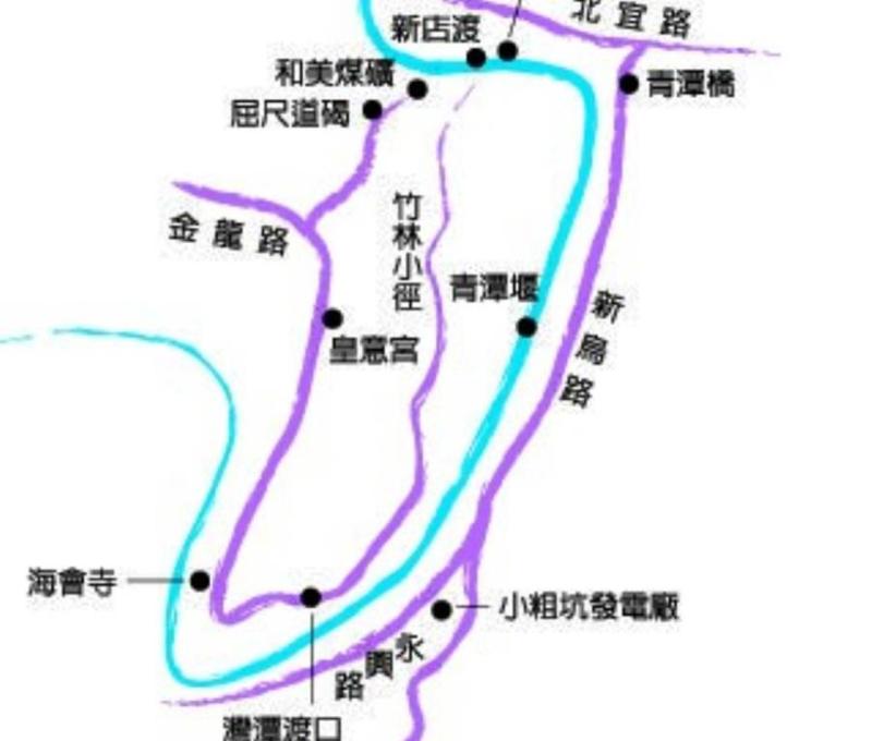 新店渡周遭地圖。照片拍攝者：新店區公所旅遊網 / 拍攝日期：2022/09/13