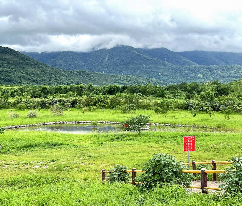 高灘地上台灣形狀的生態池 照片提供者：郭俊麟 / 拍攝日期：2024/09/23
