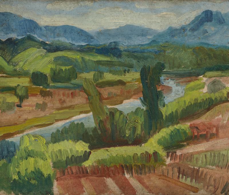 《遠眺大豹山》/提供者：李梅樹紀念館