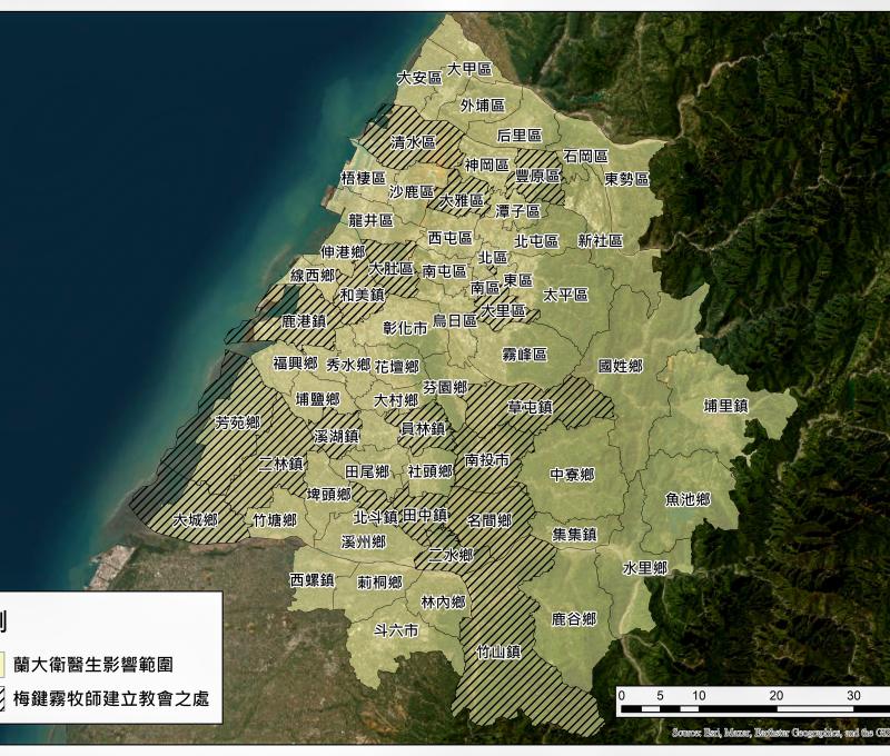 中部地區醫療與福音宣教影響範圍 范博翔製作／日期：2022/12/24